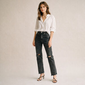 AGOLDE Straight Leg Black High Rise Jeans Sz 25 Cherie